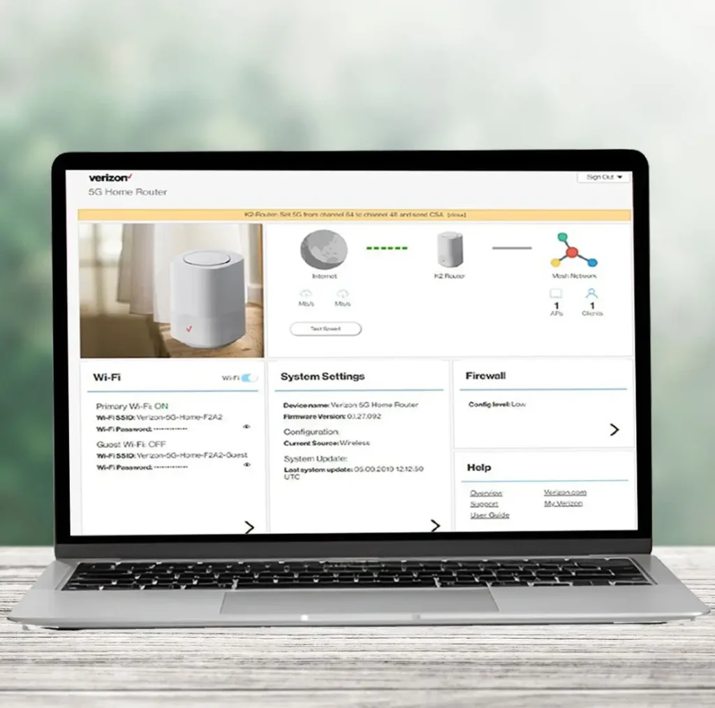 Verizon web GUI